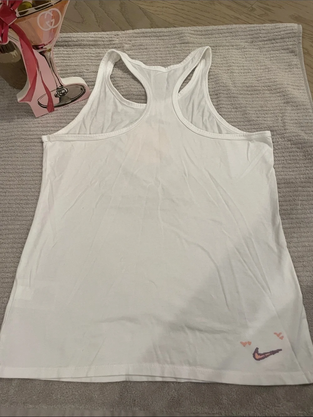 Nike White Tank with Orange Sun Graphic